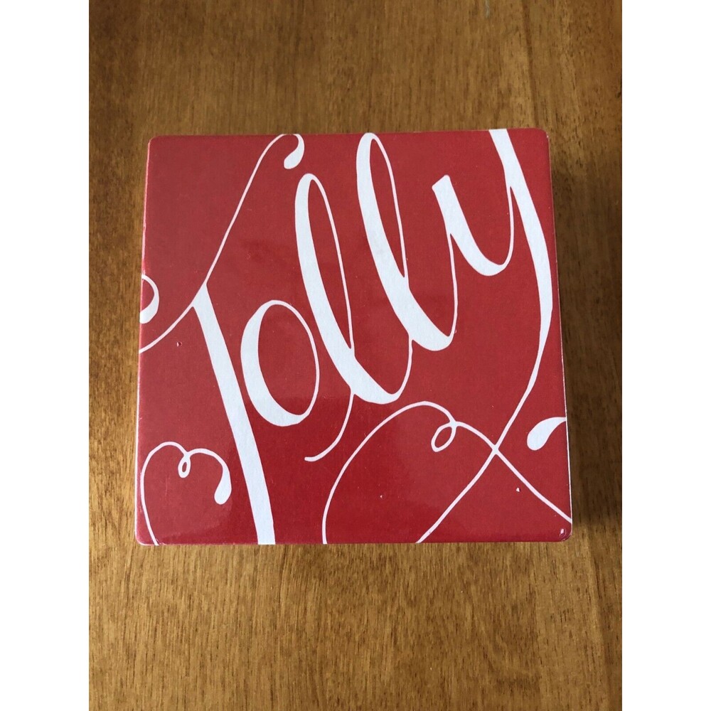 Crate & Barrel Set of 12 Paper Holiday Coasters Jolly Peace Noel Love NEW SEALED